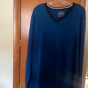 American Eagle Mens V-Neck Sweater Blue Size XL
